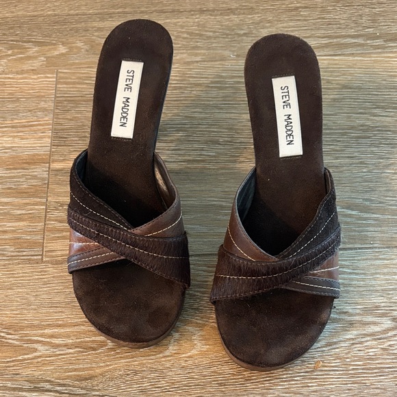 Steve Madden Dark Brown Heeled Mules - Picture 4 of 8